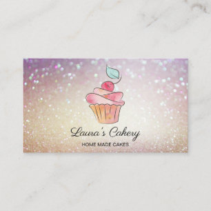 Cakes Sweets Cupcake Home Bakery Girly Watercolor Business Card