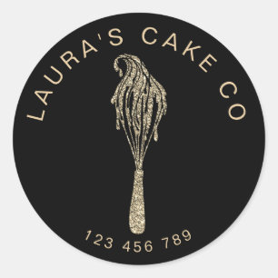 Cakes Sweets Cupcake Home Bakery Girly Watercolor Classic Round Sticker