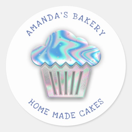 Cakes Sweets Cupcake Home Bakery Holograph Mint Classic Round Sticker