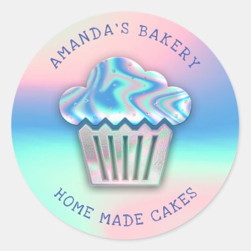 Cakes Sweets Cupcake Home Bakery Holograph Vegan Classic Round Sticker