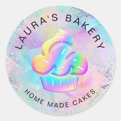 Cakes  Sweets Cupcake Home Bakery  Holographic Classic Round Sticker
