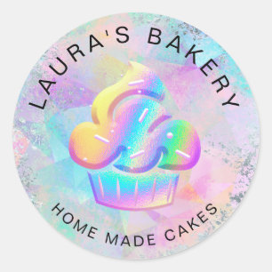 Cakes & Sweets Cupcake Home Bakery Holographic Classic Round Sticker