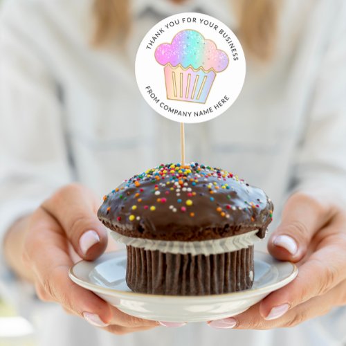 Cakes Sweets Cupcake Home Bakery Logo Holographic  Classic Round Sticker