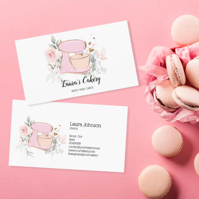 Cakes & Sweets Cupcake Home Bakery mixer Flower Business Card | Zazzle