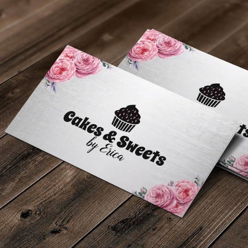 Cakes  Sweets Cupcake Home Bakery Modern Floral Business Card