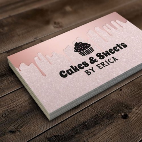 Cakes  Sweets Cupcake Home Bakery Pink Glitter Business Card