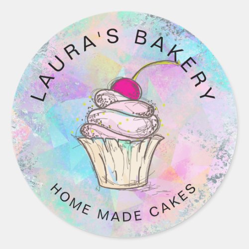 Cakes  Sweets Cupcake Home Bakery Rose Gold Class Classic Round Sticker