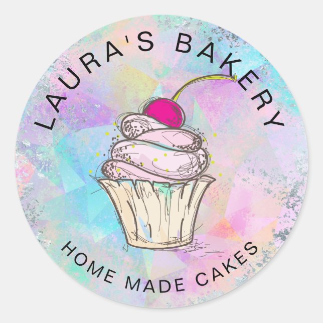 Cakes & Sweets Cupcake Home Bakery Rose Gold Class Classic Round Sticker (Front)