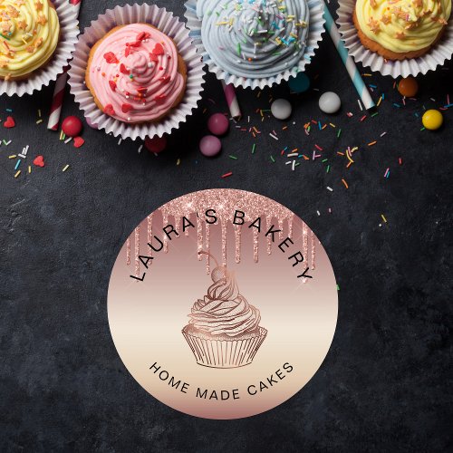 Cakes  Sweets Cupcake Home Bakery Rustic Vintage Classic Round Sticker
