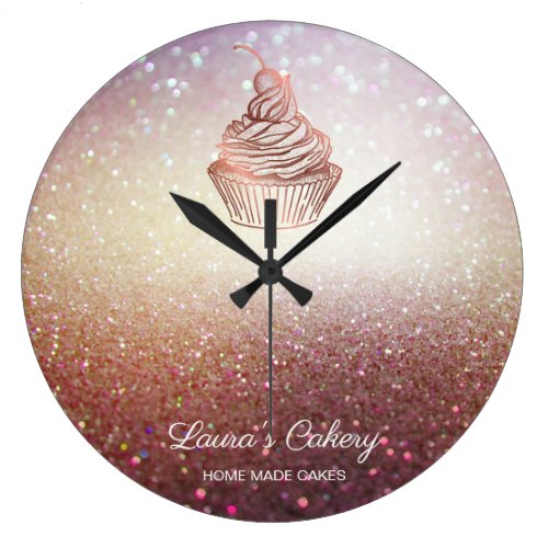 Cakes &amp; Sweets Cupcake Home Bakery Rustic Vintage Large Clock