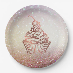 Cakes & Sweets Cupcake Home Bakery Rustic Vintage Paper Plates