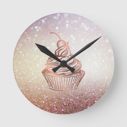 Cakes  Sweets Cupcake Home Bakery Rustic Vintage Round Clock