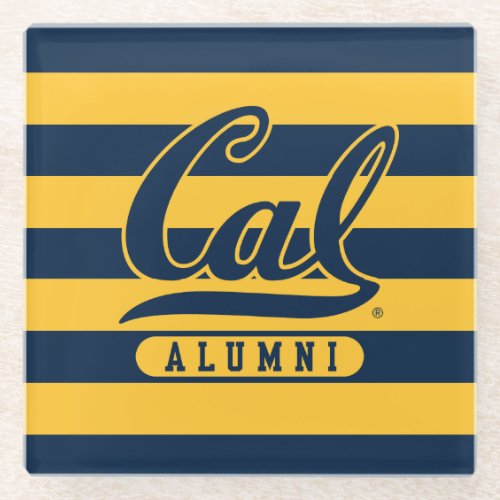 Cal Alumni Stripes Glass Coaster