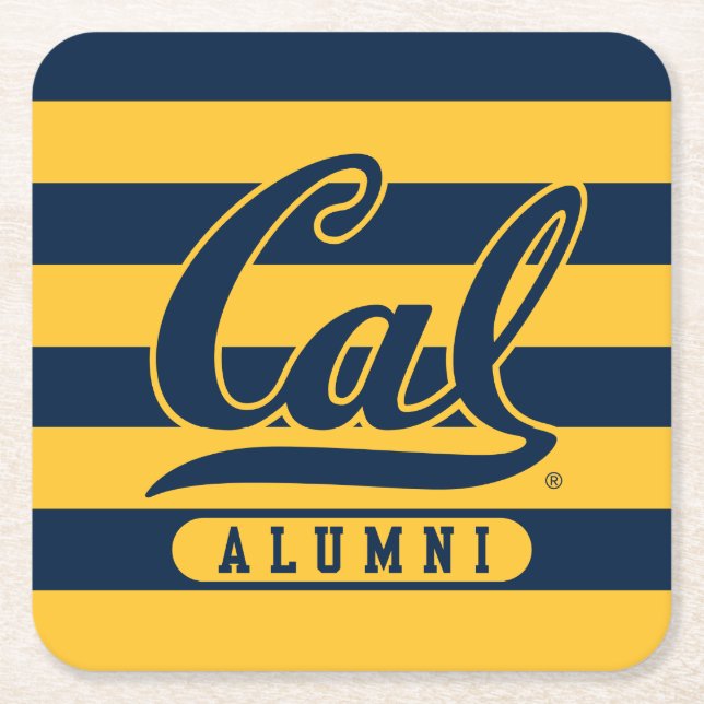 Cal Alumni Stripes Square Paper Coaster (Front)