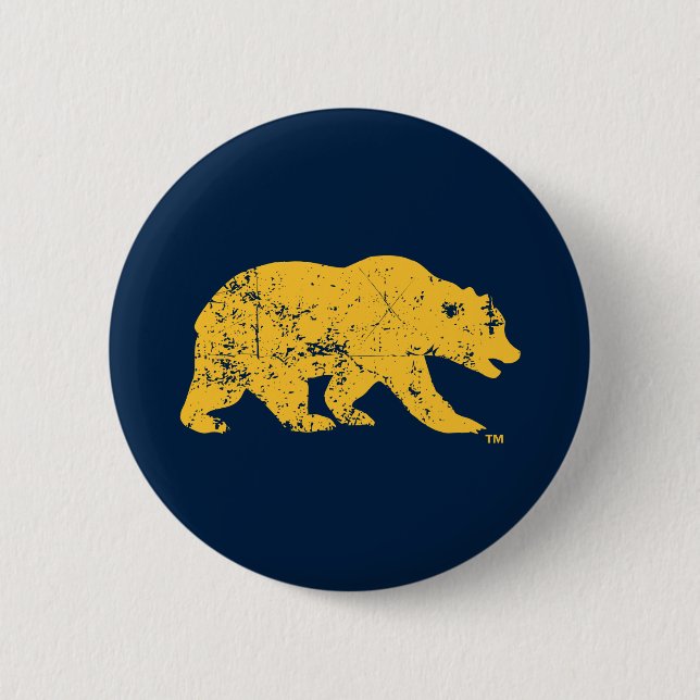 Cal Bear | Distressed Yellow Button (Front)