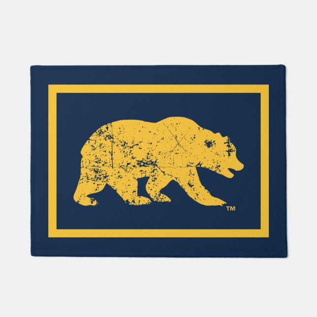 Cal Bear | Distressed Yellow Doormat (Front)