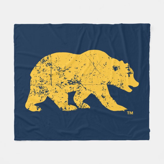 Cal Bear | Distressed Yellow Fleece Blanket (Front (Horizontal))