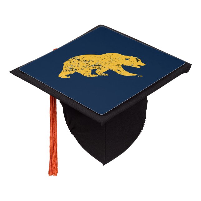 Cal Bear | Distressed Yellow Graduation Cap Topper (Angled)