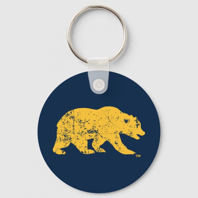 Cal Bear | Distressed Yellow Keychain (Front)