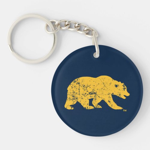 Cal Bear  Distressed Yellow Keychain