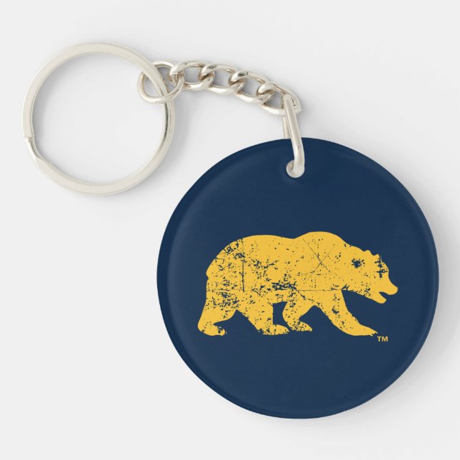 Cal Bear | Distressed Yellow Keychain (Front)