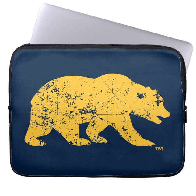 Cal Bear | Distressed Yellow Laptop Sleeve (Front)