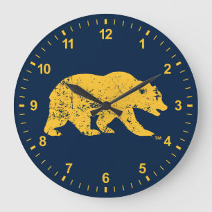 Cal Bear   Distressed Yellow Large Clock