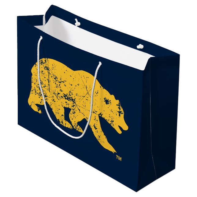 Cal Bear | Distressed Yellow Large Gift Bag (Front Angled)