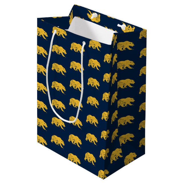 Cal Bear | Distressed Yellow Medium Gift Bag (Front Angled)