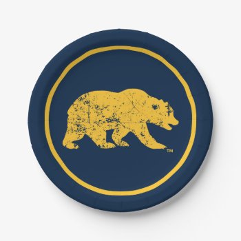 Cal Bear | Distressed Yellow Paper Plates by ucberkeley at Zazzle
