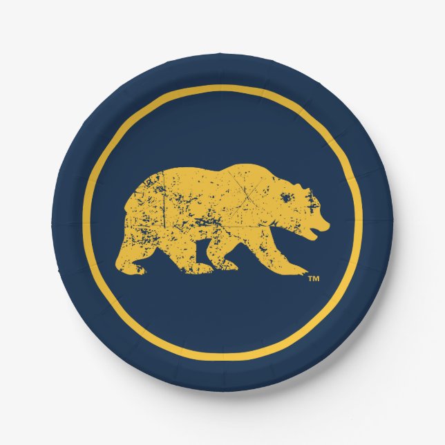Cal Bear | Distressed Yellow Paper Plates (Front)