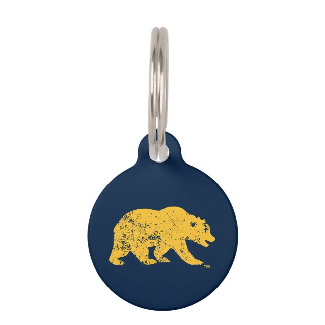Cal Bear | Distressed Yellow Pet ID Tag (Front)