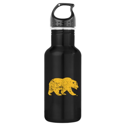 Cal Bear  Distressed Yellow Stainless Steel Water Bottle