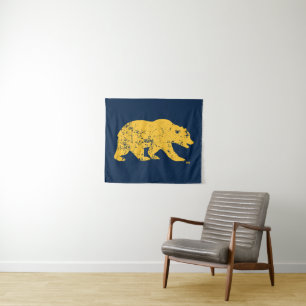 Cal Bear Distressed Yellow Tapestry