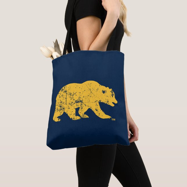 Cal Bear | Distressed Yellow Tote Bag (Close Up)