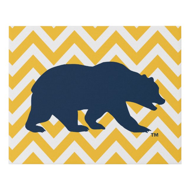 Cal Bear | Golden Chevron Faux Canvas Print (Front)