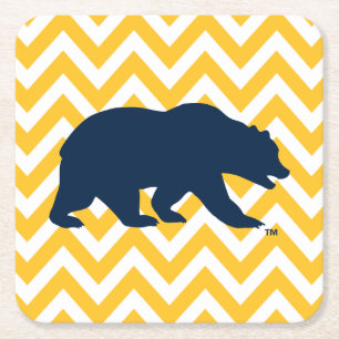 Cal Bear   Golden Chevron Square Paper Coaster