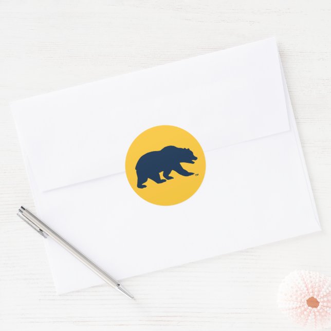 Cal Blue Bear Classic Round Sticker (Envelope)