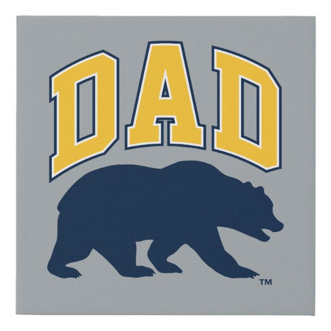 Cal Blue Bear | Dad Faux Canvas Print (Front)