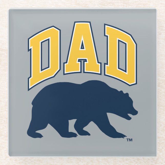 Cal Blue Bear | Dad Glass Coaster (Front)