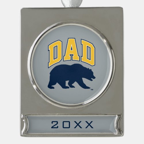 Cal Blue Bear  Dad Silver Plated Banner Ornament