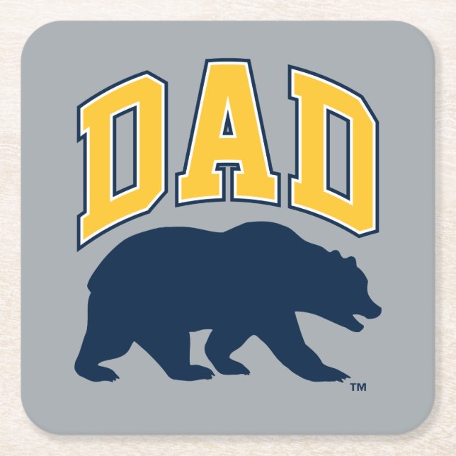 Cal Blue Bear | Dad Square Paper Coaster (Front)