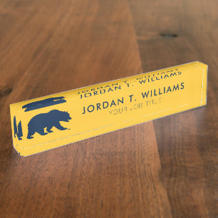 Cal Blue Bear Desk Name Plate