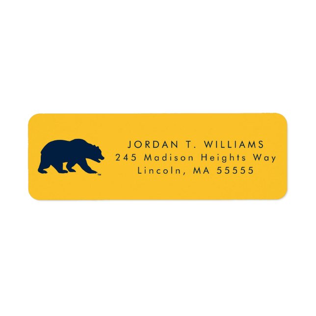 Cal Blue Bear Label (Front)