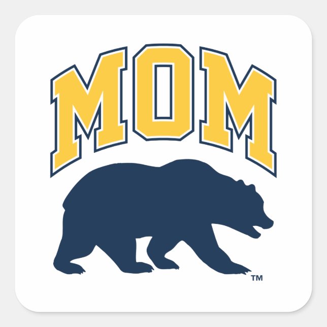 Cal Blue Bear | Mom Square Sticker (Front)