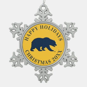 Cal Blue Bear Snowflake Pewter Christmas Ornament by ucberkeley at Zazzle