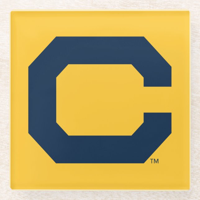 Cal Blue C Glass Coaster (Front)