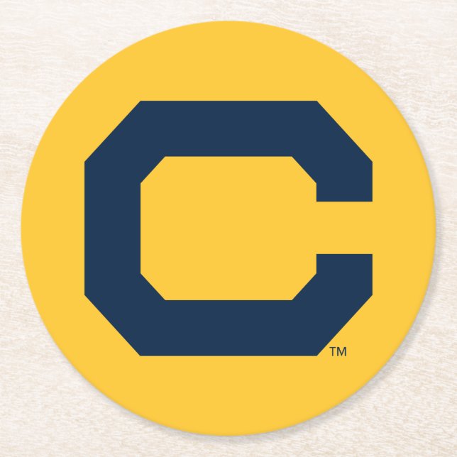 Cal Blue C Round Paper Coaster (Front)