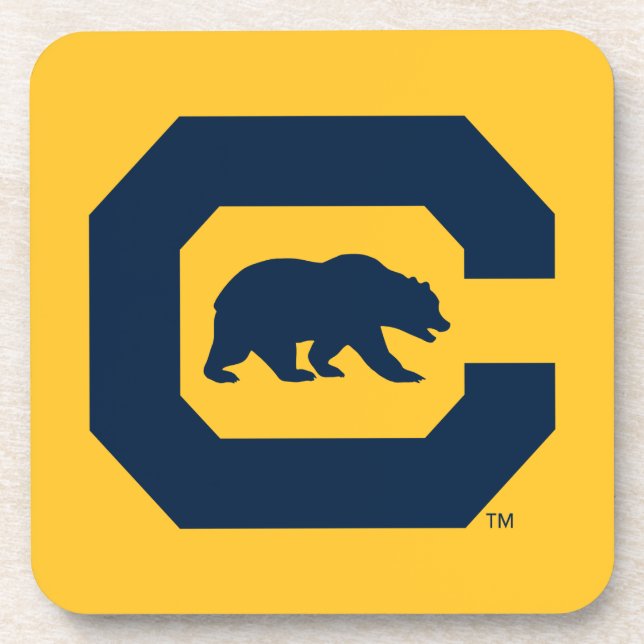 Cal Blue C With Bear Beverage Coaster (Front)