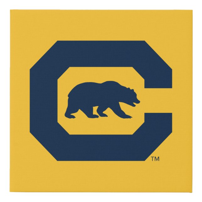 Cal Blue C With Bear Faux Canvas Print (Front)